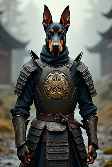 General doberman, in samurai knight armor