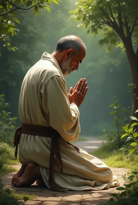 a man kneeling praying