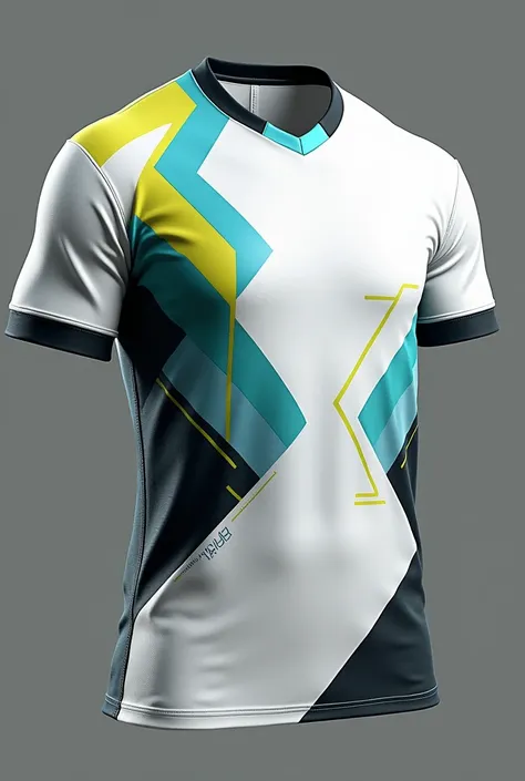 Create a white jersey with blue green and yellow black details for PUBG players
Elford 