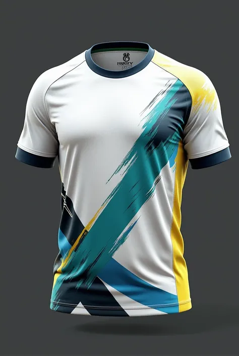 Create a white jersey with blue green and yellow black details for PUBG players
Elford 