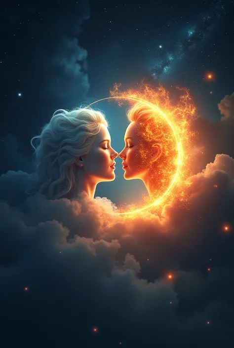 Make the Moon by kissing the Suns mouth , the two kissing  