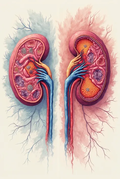 Make a comparison description of drawing of acute glomerulonephritis and systemic lupus erymathomus 