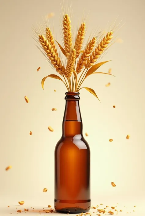 Make a bottle of beer with no label or letters only the bottle 
Make malts sprout from the bottle as if it were a stem
Remove the green plant
Just make malts sprout
Make the bottle more like a beer bottle 