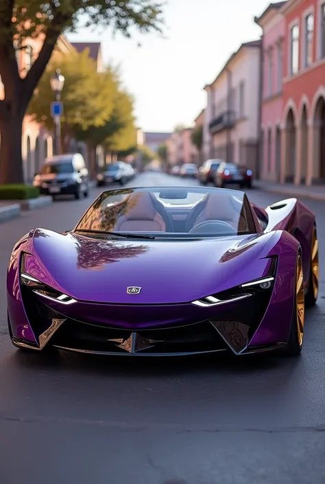 Create a car with a ball wheel luxury wheels a convertible that has not yet been released on the market you must use your imagination to create a nice and beautiful car for me color purple Marbella gold dance t85 Mercury imagine create a special car nice a...