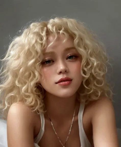  blonde woman with a necklace and a necklace around her neck, short  curly blonde e haire girl, very very  curly blonde  hair, cabello  curly blonde ,  curly blonde e hair |  & , pale skin  curly blonde  hair,  curly blonde ,  curly bangs ,  Curly white ha...