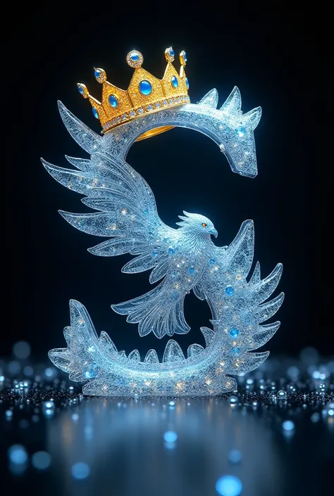 A wonderful name " SAMLEE " whose first letter is adorned with blue yellow  diamondscrown, and the rest of the letters are made of glass transparent glass, and the background is made of wonderful black and invisible mind-blowing shapes and invisible eagle ...