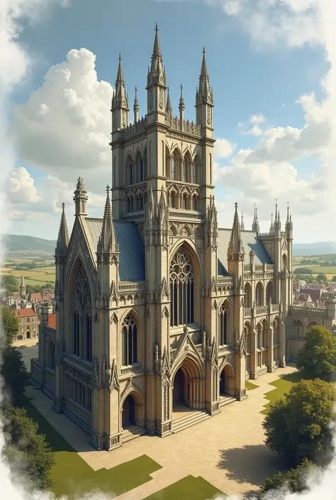 create an architectural picture of Wells Cathedral that contains a little text describing it architecturally and that contains images of its plan and facades