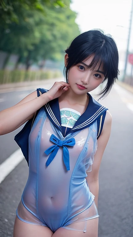 A high school girl、 very cute girl、 Slightly Chubby {x} Smiling Shyly、( Hyperreality : 1.35), (Realistic: 1.4), beautiful Japanese girl, smile, Alone、 masterpiece, ( High Quality ), Alone,  very nice,  Adolescence, Only Girl, pear-shaped body 、(( toddler f...