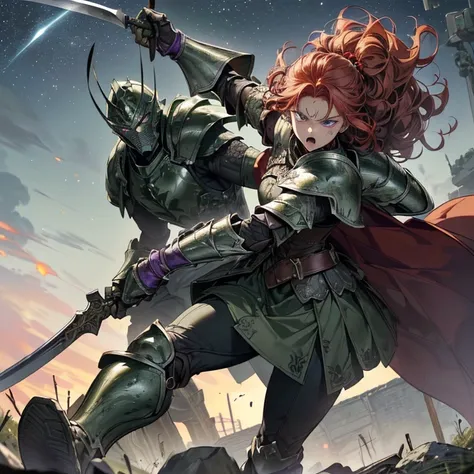 Masterpiece, HD, high resolution, high quality, best quality, super detailed. Multiple characters Fantasy art.
{{(A 60-years-old barbarian-woman:(she has: medium-lentgh scarlet-red curly-hair. purple-eyes. Very beautiful face. Angry-expression. Screaming v...