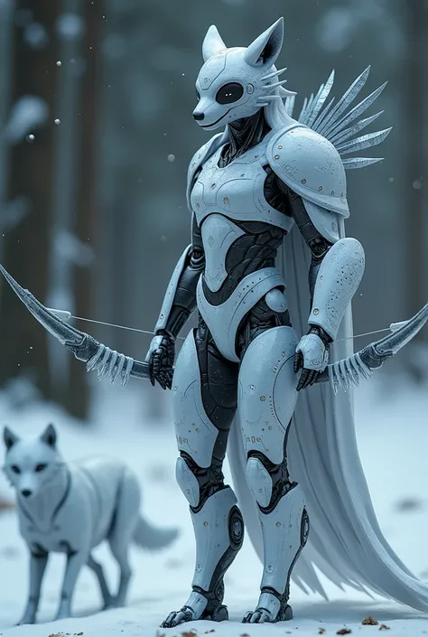  Realistic cinematic visual of An agile robot Artemis ,  with silver armor decorated with moon phases .  Her bow and arrows are made of condensed moonlight ,  and her arrows emit a cold, sharp glow .  Her body is covered with details that mimic robotic ani...