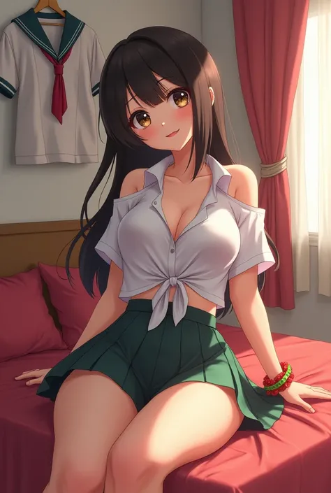 A beautiful cutie big breasts(((Ample curves,Radiant Skin))) nice(((Japanese  high school girl))) confidently (((Made)))  teeth放課後のファッションステートメント ,   complies with her well-shaped figure  ,  に詰め込むことin生じるかさばりを取り除きます .  彼女のシャツの半袖teeth  ((Caught in the act)) t...