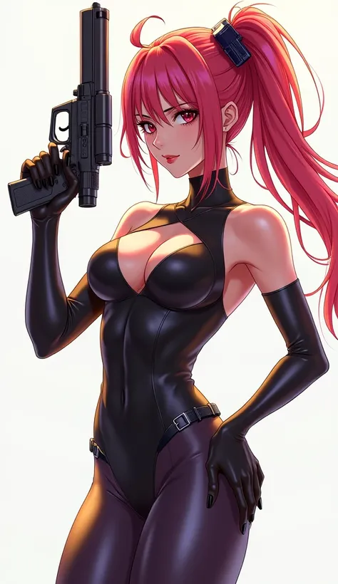 2d, full body, anime girl, hot, holding gun