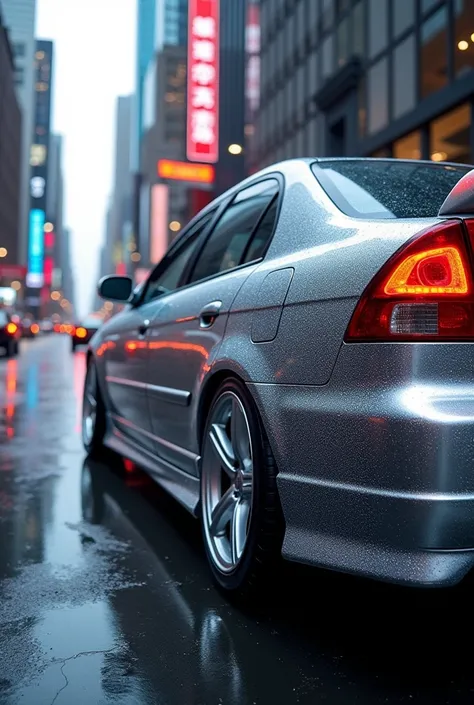 Honda Civic 2003 with chrome plus chrome window plastics


