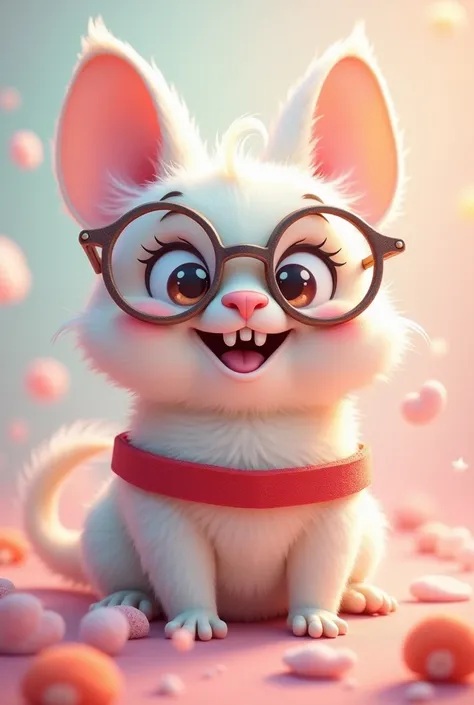 pastel, Toothless,  wearing glasses and a red strap around the waist