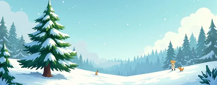 pine tree with snow cartoons