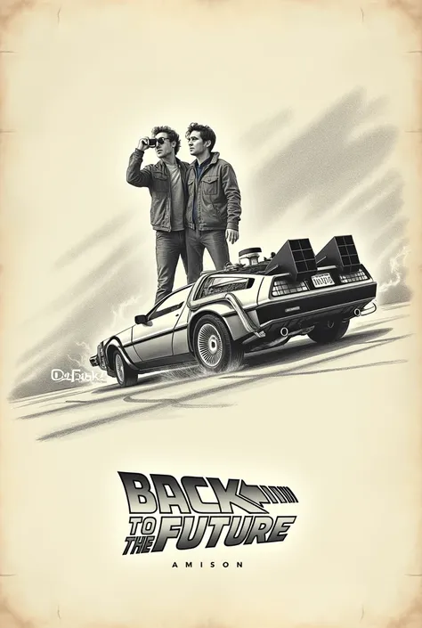 Simple pencil-drawn poster of the movie Back to the Future