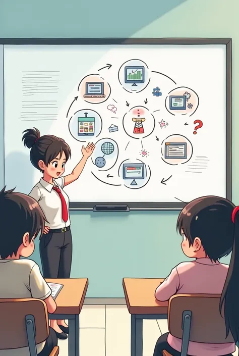 An image that can be traced where it illustrates the technique, being a method that facilitates learning, such as brainstorming or encouraging more practice in the classroom, according to an ICT pedagogy teacher, but that is simple with students and anime-...