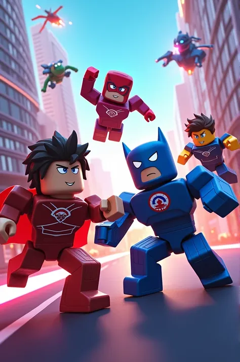 Creame una imagen de superheroes roblox