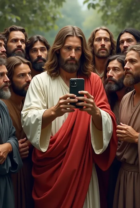 Jesus taking a selfie with his friends