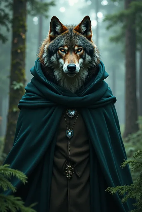 lobo,lobo cloak,Ruan Jia,Daeni pine,Dark gem, dimwitdog , Muscular male anthropomorphism, ( detailed face), ( detailed and fluffy hair )