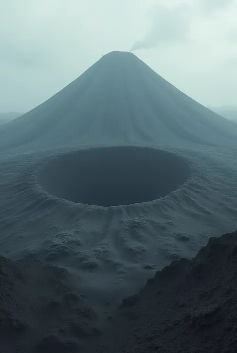 Count of a volcano with ashes around it that is not with fire and without a bottom