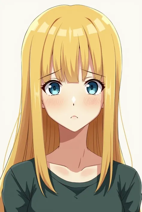 Boku no hero, a character with straight blond hair and blue eyes with a minimally dark underside of her eyes