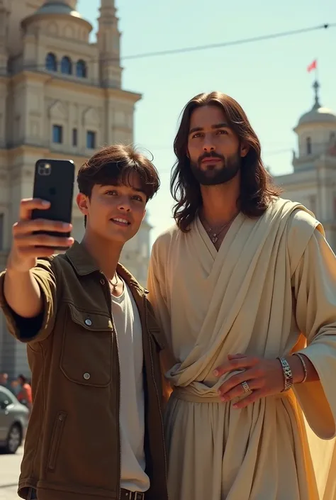 ren taking a selfie with Jesus