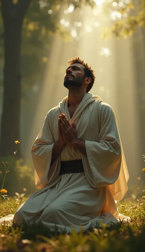 realistic image, 4K, man praying to God