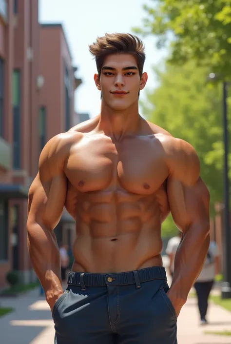 Handsome muscular college student in his mid 20s