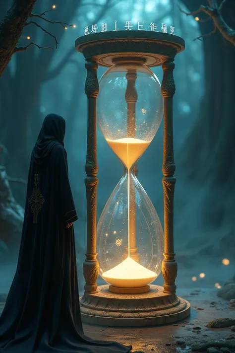 Image of an hourglass and the narrator speaking directly to the audience.