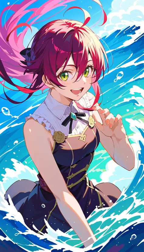 Tadokoro Megumi( Shokugeki no Soma)、smile、 open her mouth 、Wave