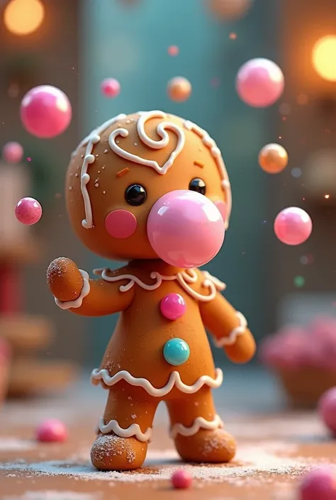 create a gingerbread blowing gums image