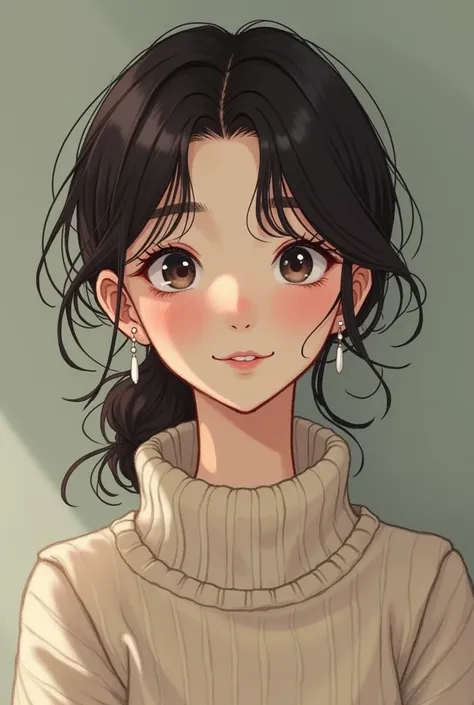  this person is a woman 。 the teeth are small 。The eyes are small . the sweater is nice。 are round 。 the eyes are small 。 the eyes are small 。 she is very hungry 。Kamigachairo。