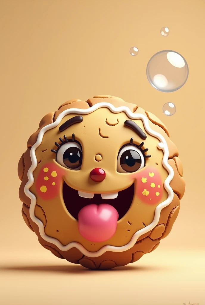 create a gingerbread face to face blowing gums 2D image