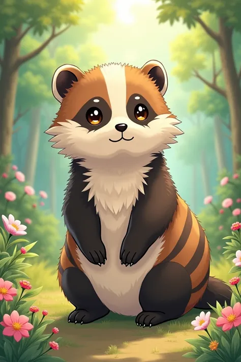 A melero badger as an anime character