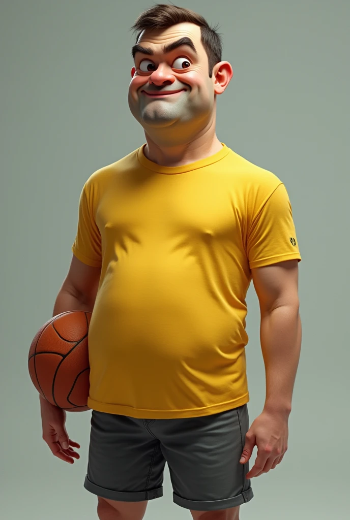 Im a man 。 tall 。 my eyes are a little big 。 my legs are short 。 my head is long ｡   my cheek is long 。 yellow t-shirt 。 I like basketball。