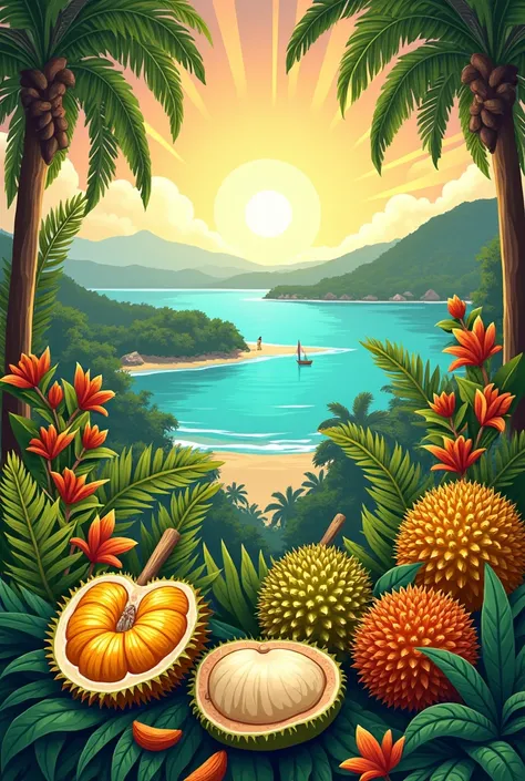 Poster that 
Promoting products in davao such as cacao 
Kadayawan festival durian and beaches in samal 
island 