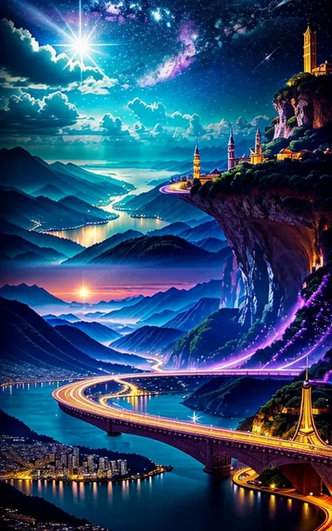 Spectacular views、 Future City、god秘的、 Vivid 、 is glittering、 magic 、 surrealism 、god々、 Stunning 、Little Star, beautiful scenery, Inspiring Scenery, Spectacular Scenery ,Breathtaking Scenery 