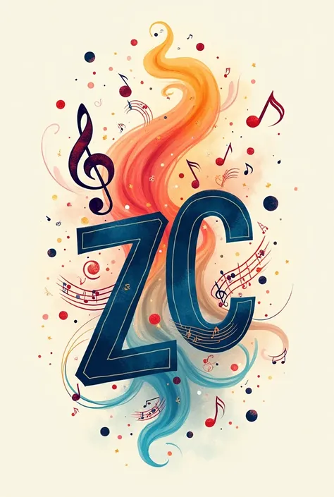 Create with design with melodies and music notes. It is essential that in the middle it has the letters ZC 