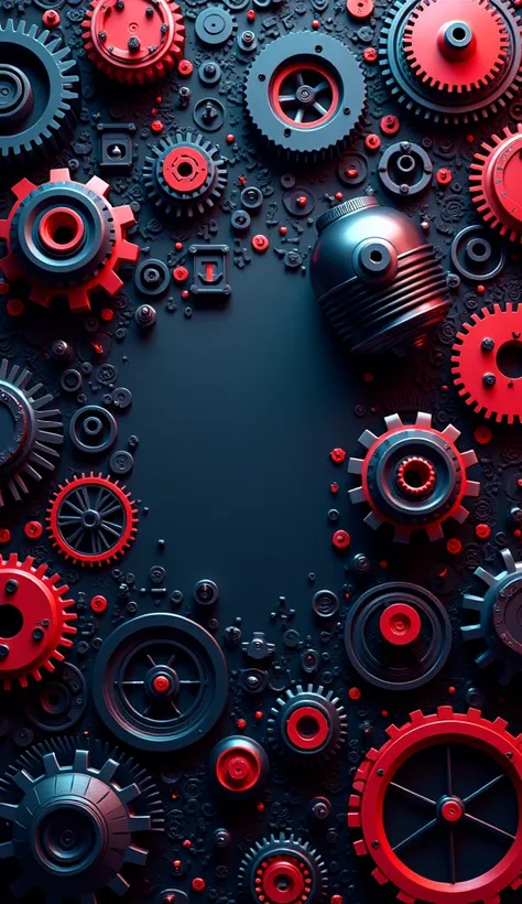  create a background with designs of automotive parts with red colors, black and blue 