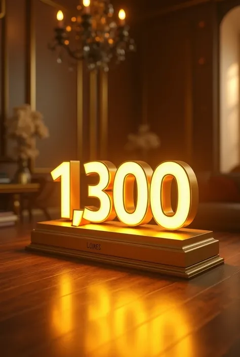 1300 subscribers on YouTube in golden realistic 