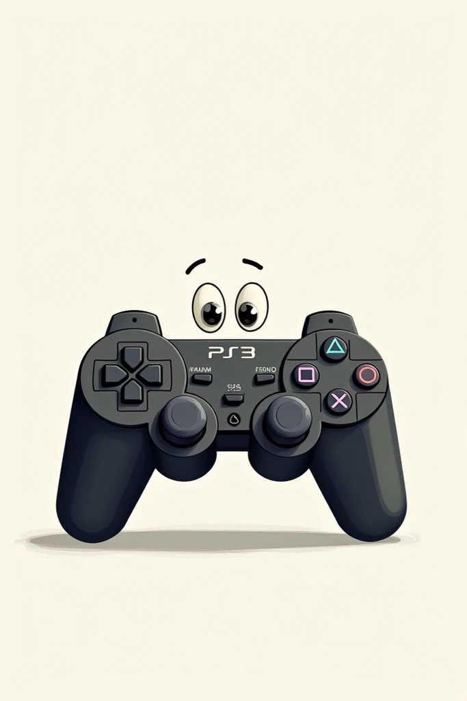 Create a Playstation 3 controller with eyes and a tooth about to fall out 