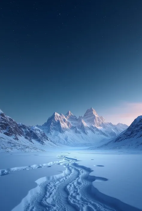 Starry sky, night, snowy landscape