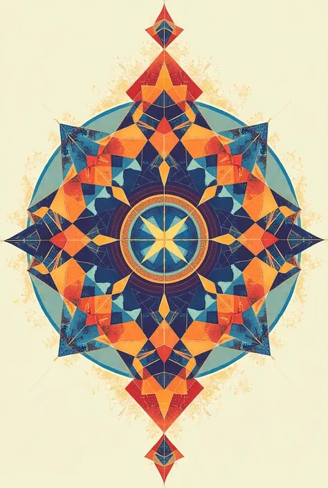 Create a mandala with geometric figures (squares, circles and triangles)