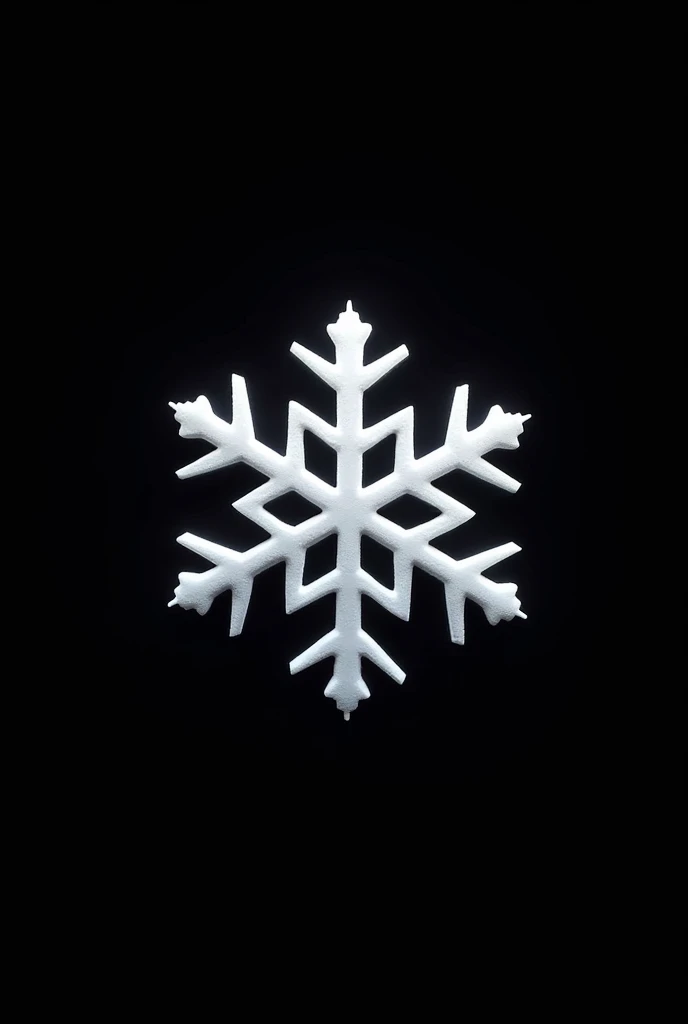 Create a snowflake  in full white silhouette with a fully black background 