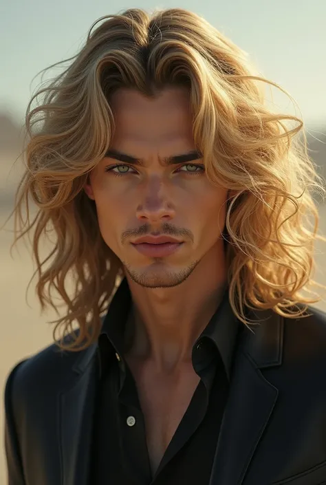 Man with very long curly and blond hair