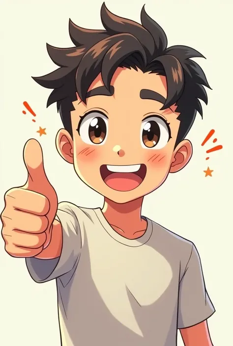 A man doing thumps up anime type cute 