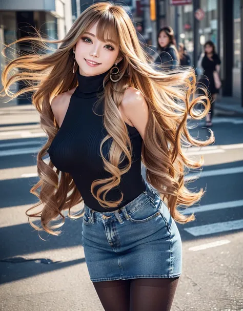 (Most High Quality),((16K)),(High Definition),(Masterpiece:1.2),Ultra
Detail,Realistic:1.3,((Busy Street daytime city Background)),Always
Solo Girl,((perfect Hands)),(full body photo),(Eyes the same size on
both side),(Slightly upturned eyes),(some kind of...