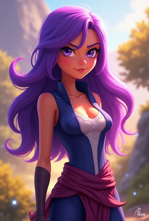 Una imagen de Amity con su cabello color morado
 de the owl house 
