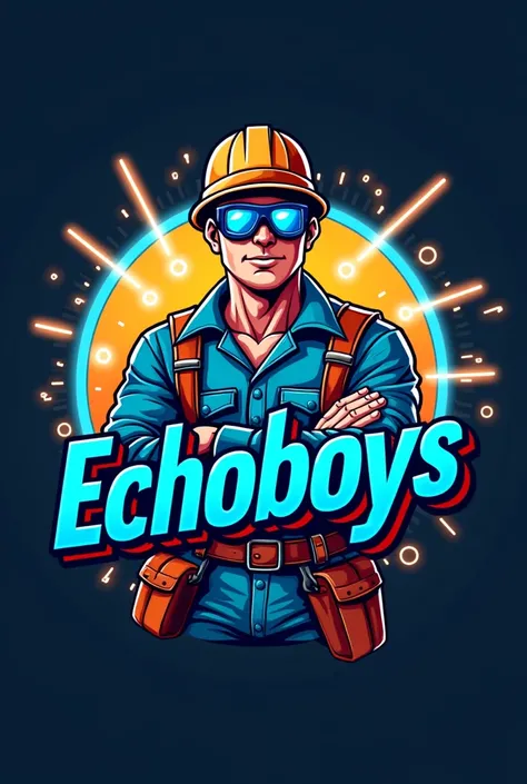 Echoboys name logo with electrician man colored